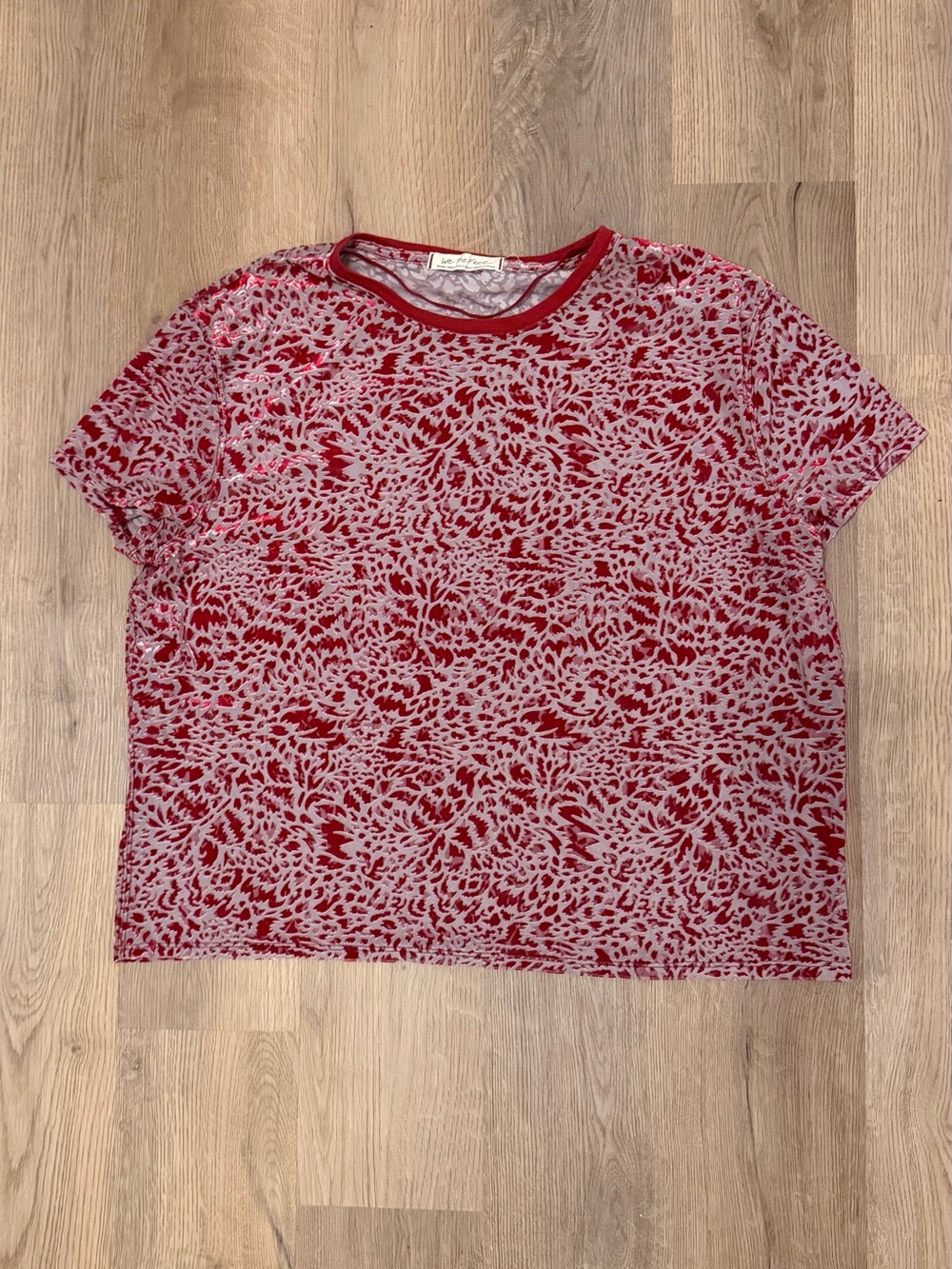 Free People We The Free Red Velvet Burnout Mesh Top XS